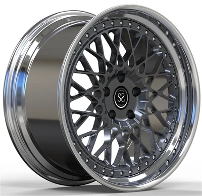 18x8 ak 18x9 Custom 2-PC Fòje Aliminyòm Alloy Rims Poli lèv pou fòje Mustan S...