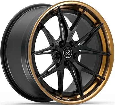 Bwonz poli lèv ak saten nwa disk 20 pous Custom 3-PC Rims