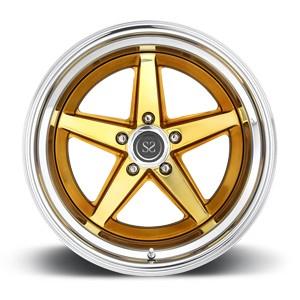 20 Inch Polish Barrel Gold Spoke 3 Piece Forged Wheel