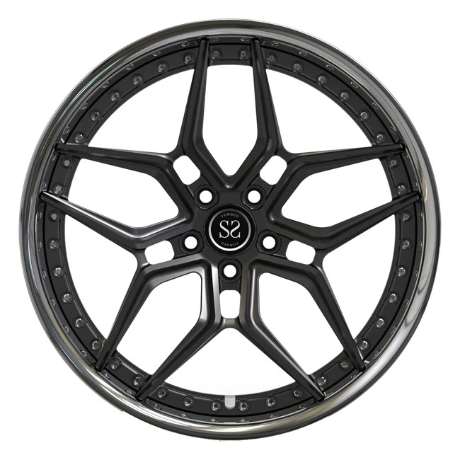 20inch Matte Black Disc Polished Lip Audi RS6 Wheels Forged 2 Piece Luxury Rims