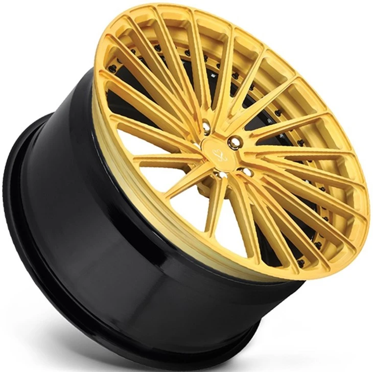 5x114.3 Yellow Machine Face Black Rim Barrel For Passenger Cars Wheels 2-pc A6061 T6 Alloy Custom Rims