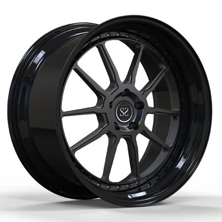 Gri disk fòje 2 moso wou Gloss bouch nwa pou BMW 750i 20 pous Custom Rims