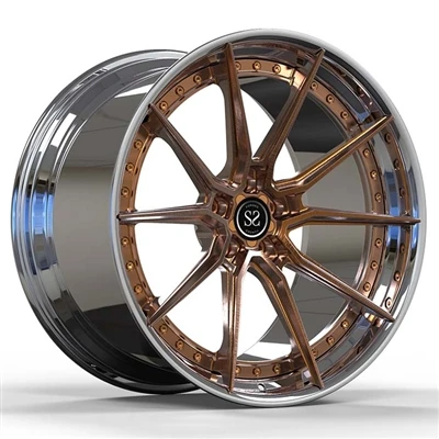 Custom Tuning Rims 2-PC Forged Polished Lip+Bronz Disc 21,22 And 23 Pous Cust...